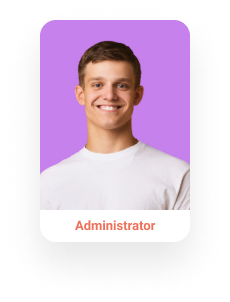 smiling administrator with purple background