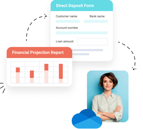 financial projection report with direct deposit form