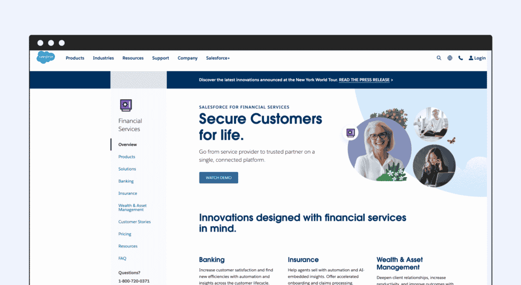 Financial Services Cloud Web Page