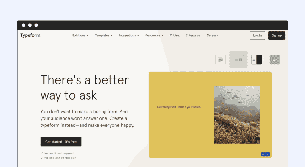 Browse the typeform website