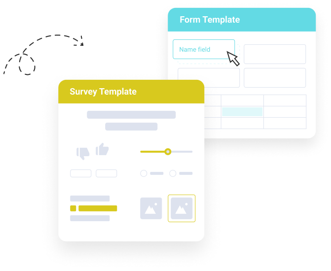 form template and survey template connected by a dotted arrow