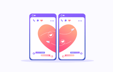 two mobile screens, half heart icons making the whole heart