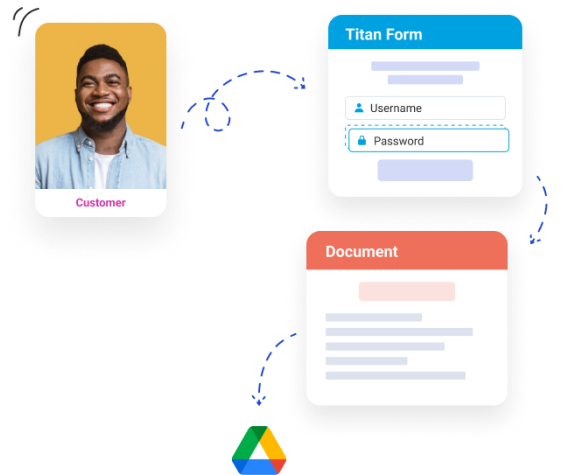 Titan form and document with smiling customer