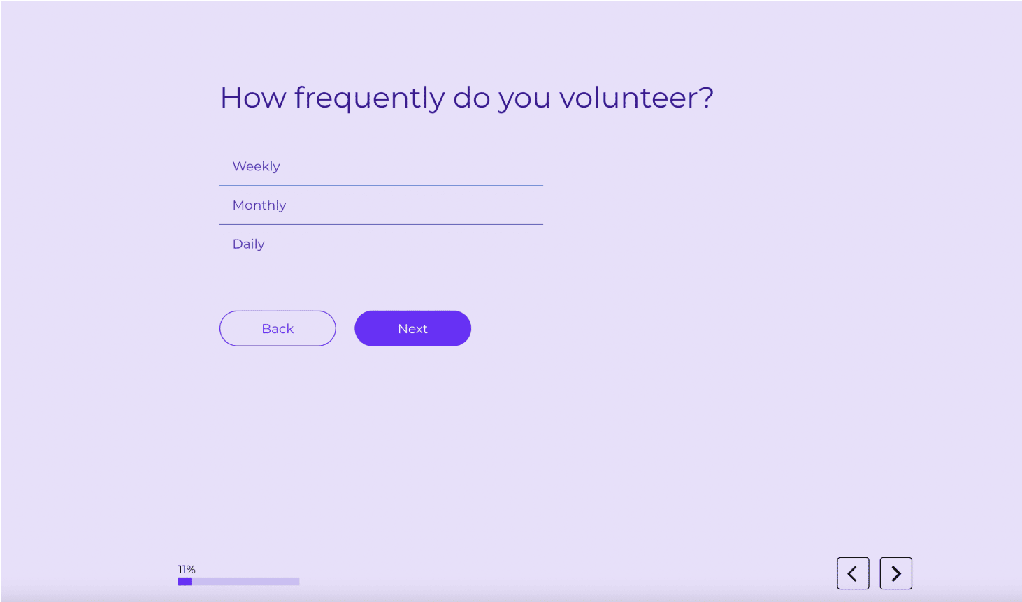 question about frequency of volunteering