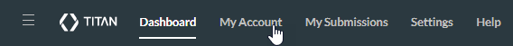 The My Account Tab in Titan dashboard.