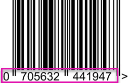 Barcode example with the barcode number highlighted