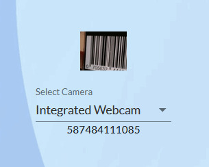 Barcode Reader widget showing a barcode captured with the integrated webcamย
Once Titan captures the value, the configured On Scan Action runs. In this example, a message displays the scanned value.