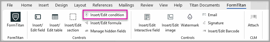 Text highlighted in a Microsoft Word document before a Titan condition is added.