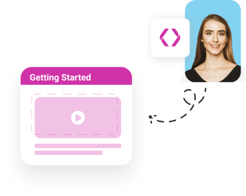 smiling woman with getting started pop up