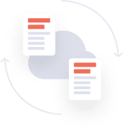 greyscale cloud with documents and orange labels