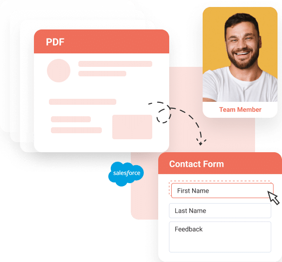 team member with PDF contact form