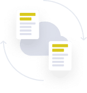 documents with yellow labels connected by grey cloud