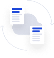 greyscale cloud with blue documents