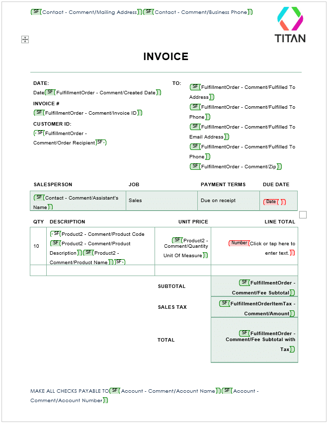 Titan Invoice Template