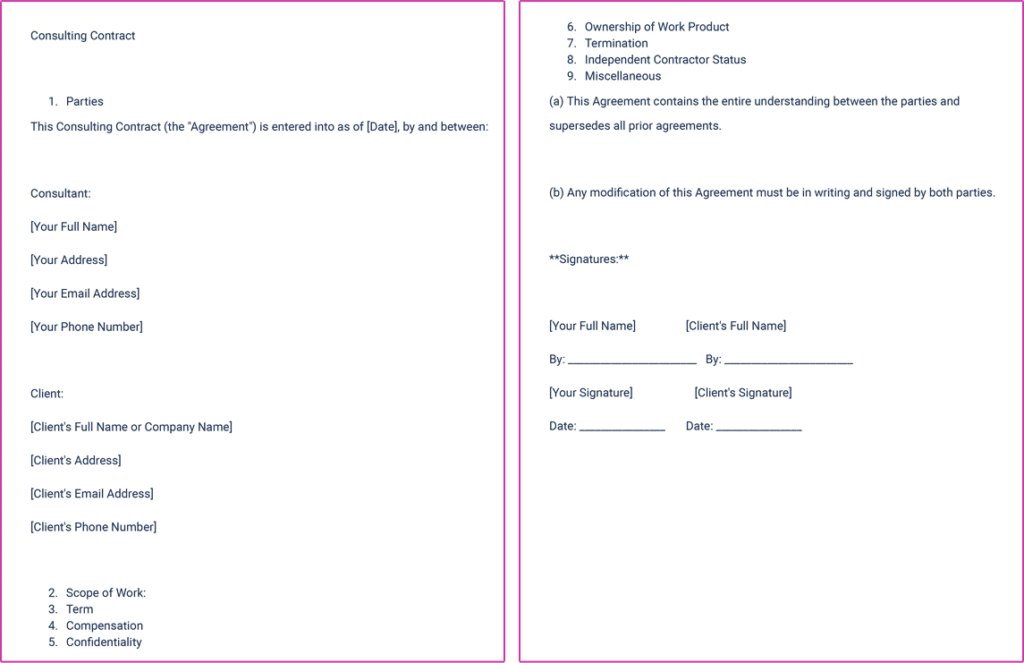 Simple Consulting Contract Template