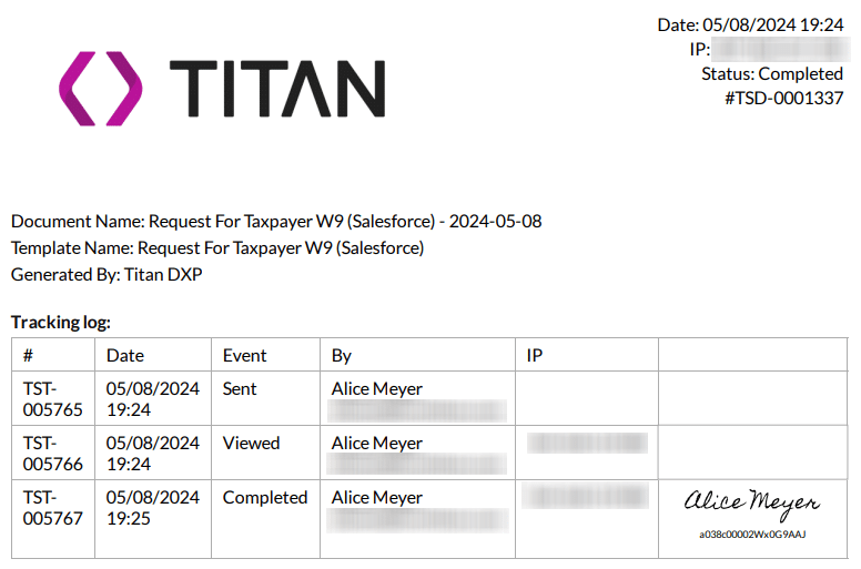 Titan's Tracking Log