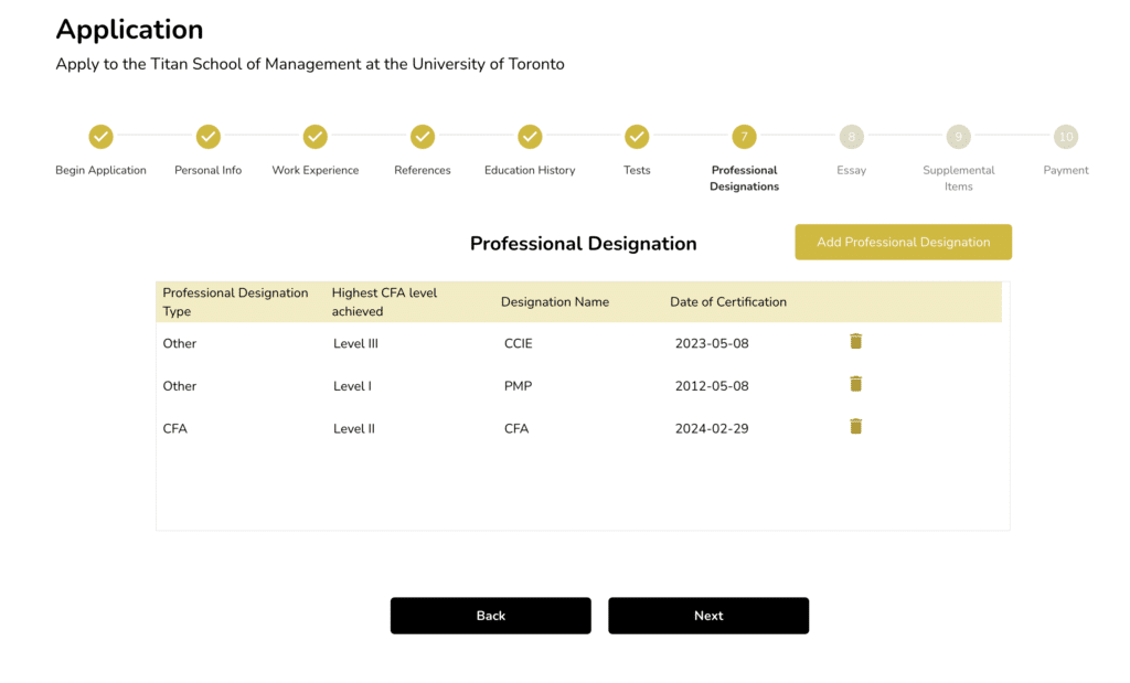 Adding Professional Designations to the Portal