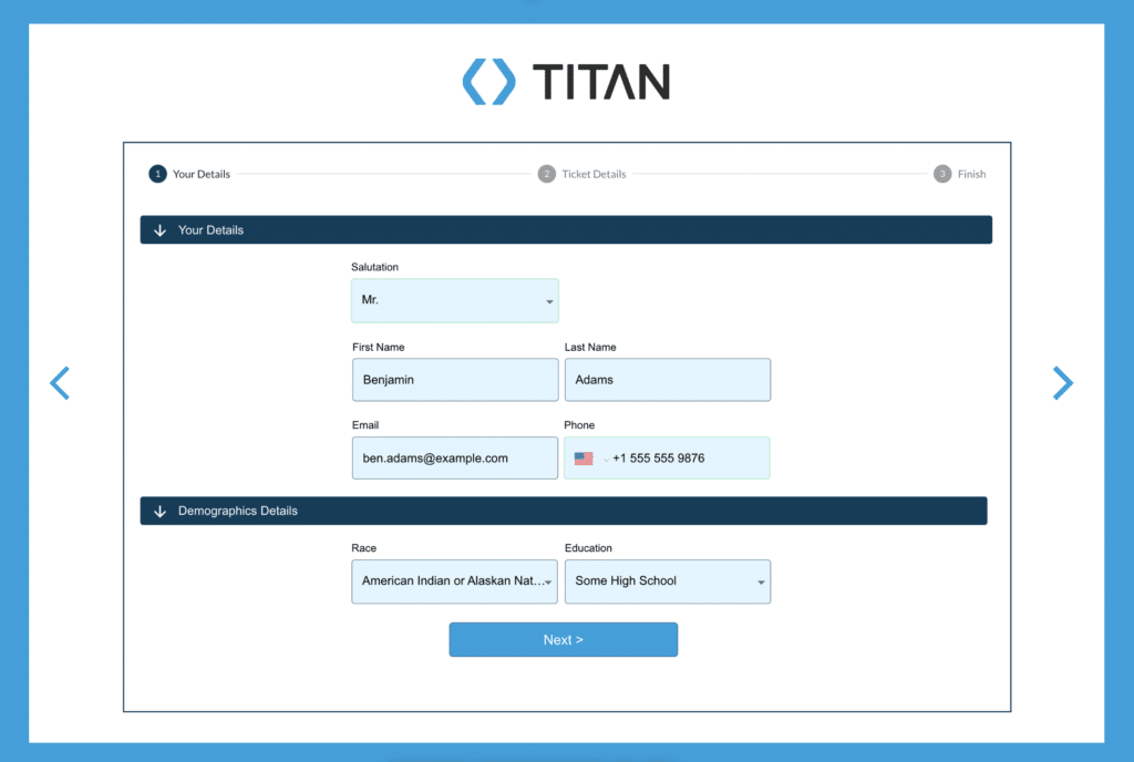 Event Registration Form from Titan