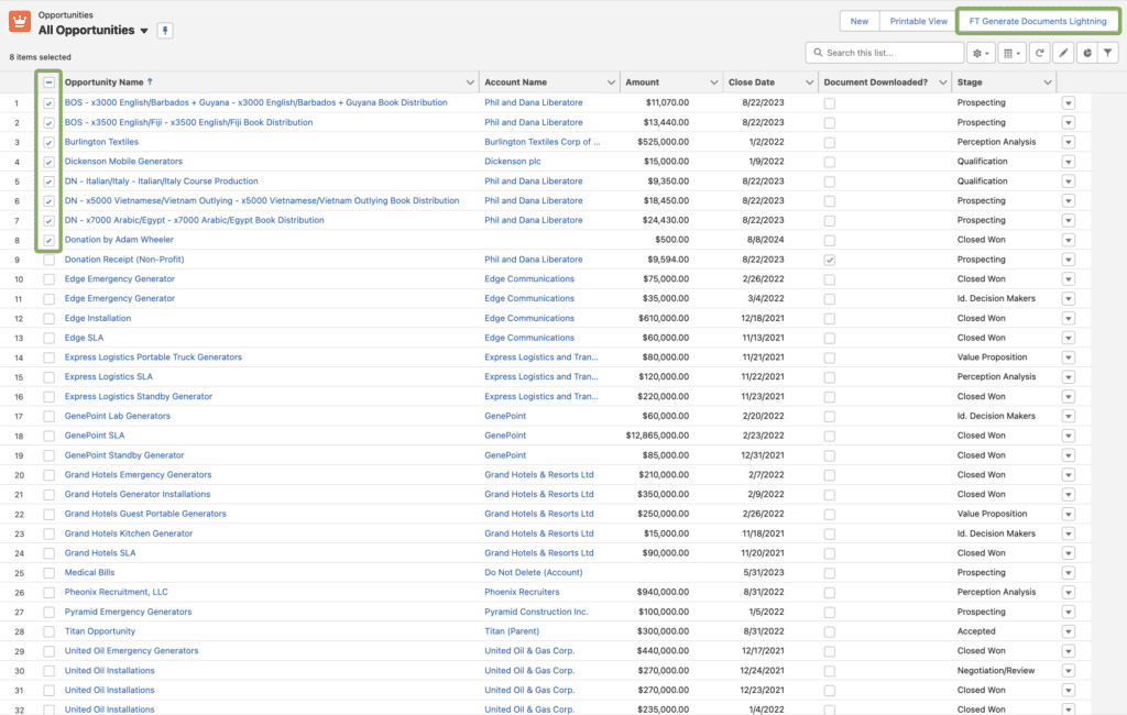 Generate Multiple Documents with List View