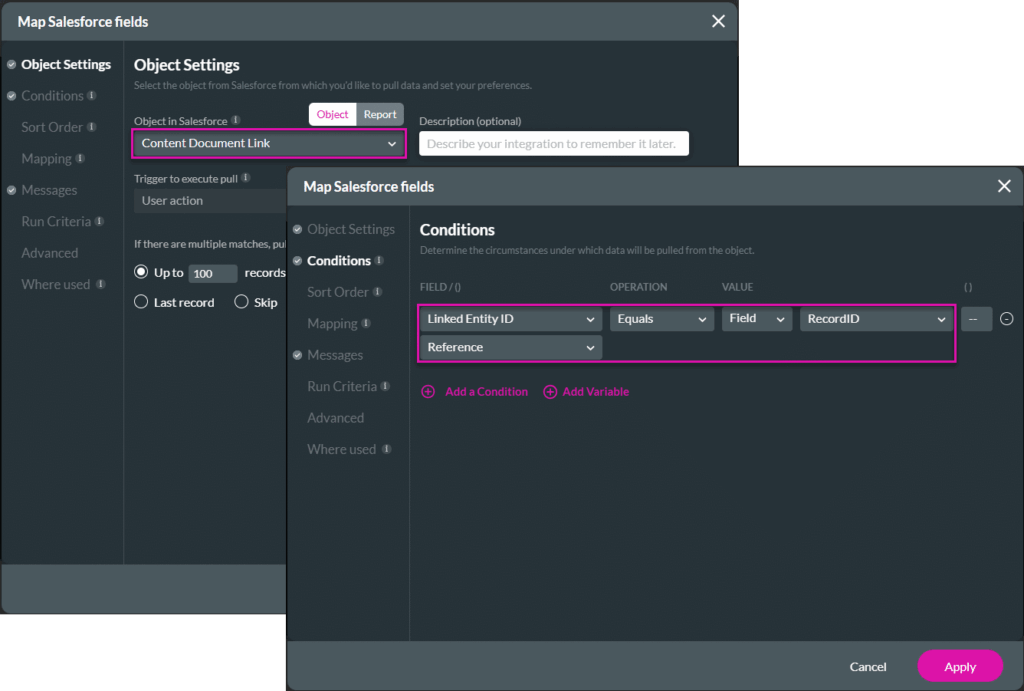 Salesforce Get Action node