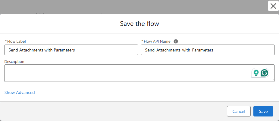 Save the flow screen