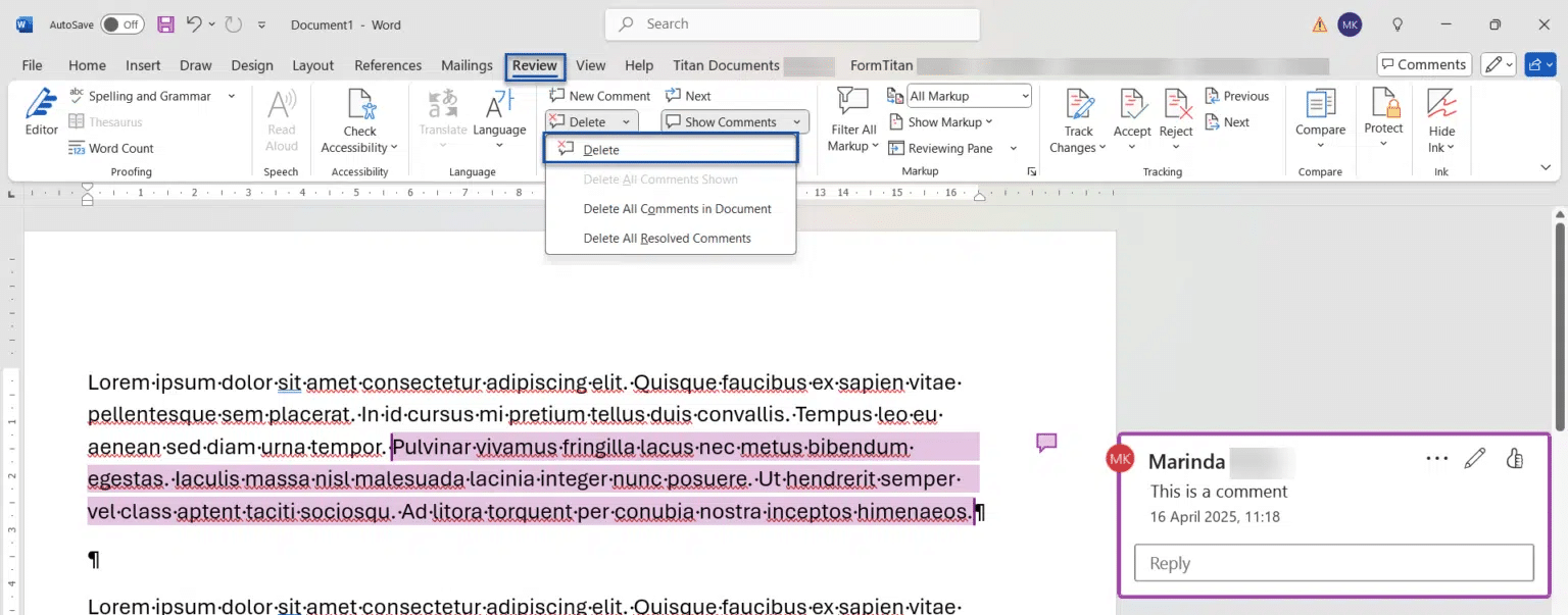 how to remove all track changes and comments in word
