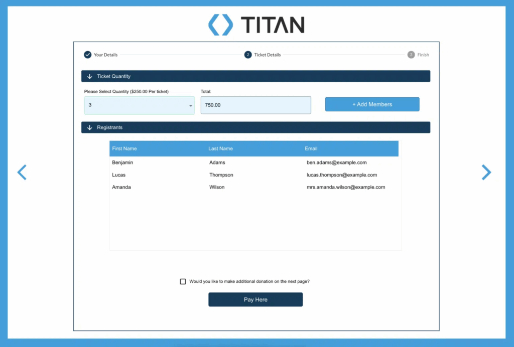 Ticket Details Found in the Event Registration Form