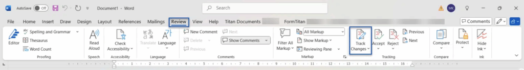 Turning Track Changes Off