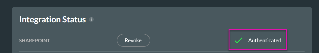 Screenshot displaying successfully authenticated SharePoint
