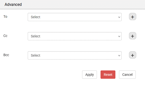 Screenshot of the advanced window settings for configuring emails