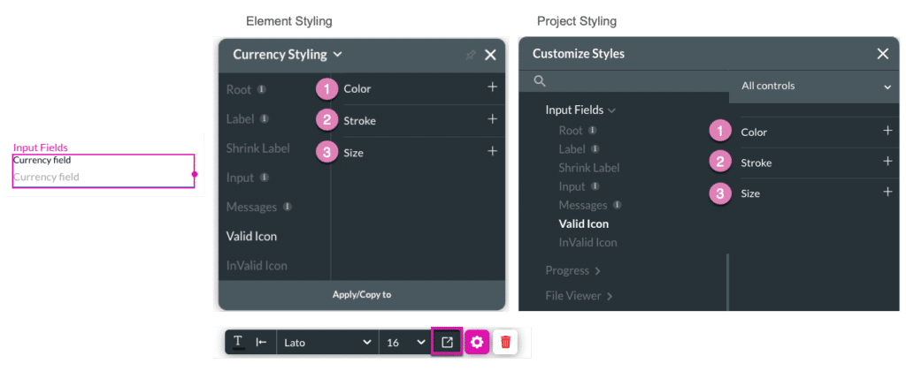 Valid Icon Styling Options