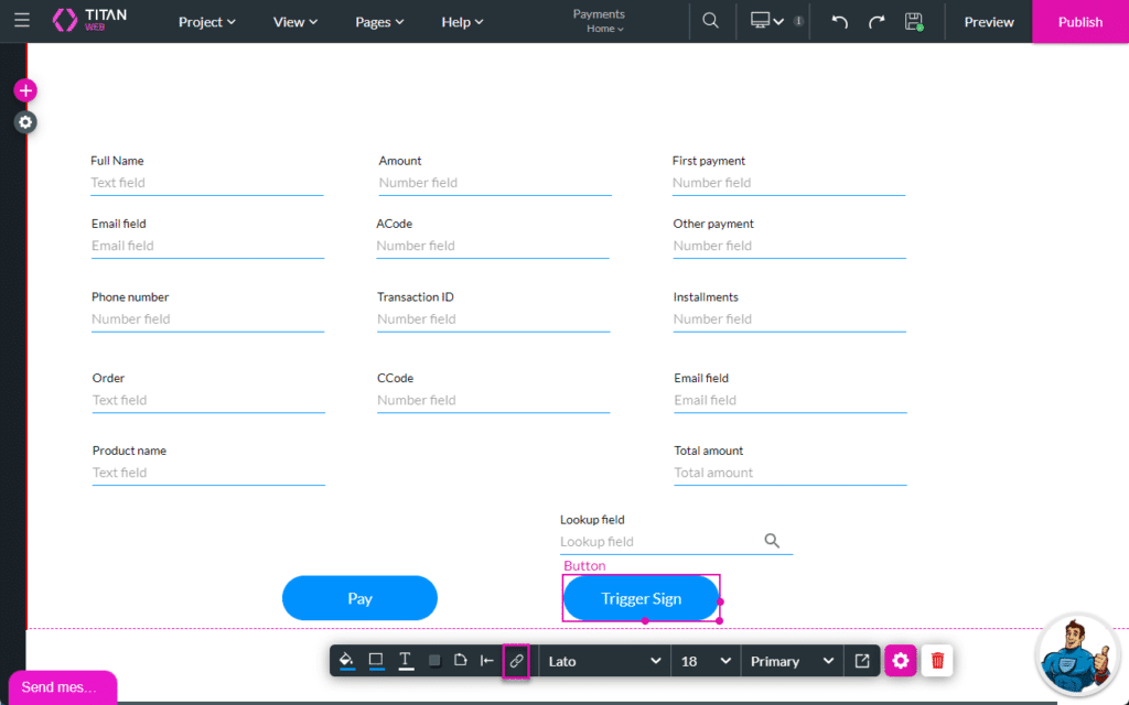 On Click Action icon