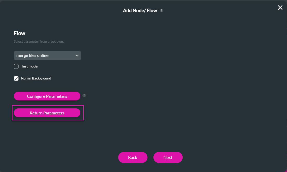 Add Node/Flow screen