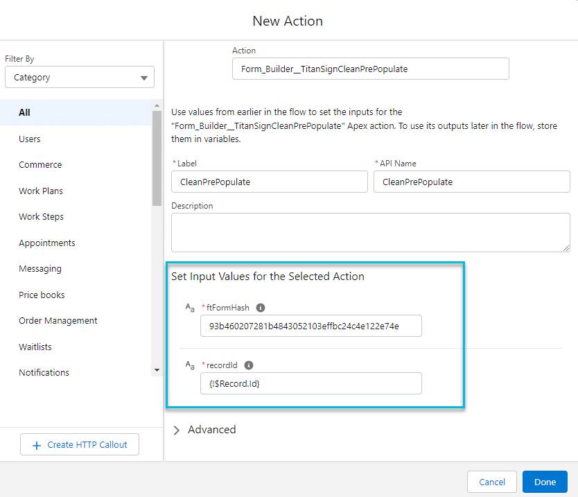 Insert ftFormHash and recordId