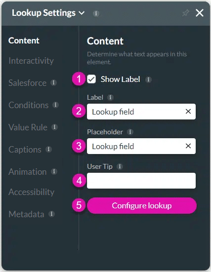 Content settings screen