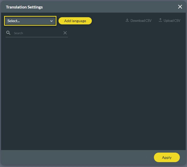 Translation Settings screen