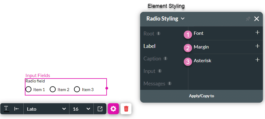 Label styling options