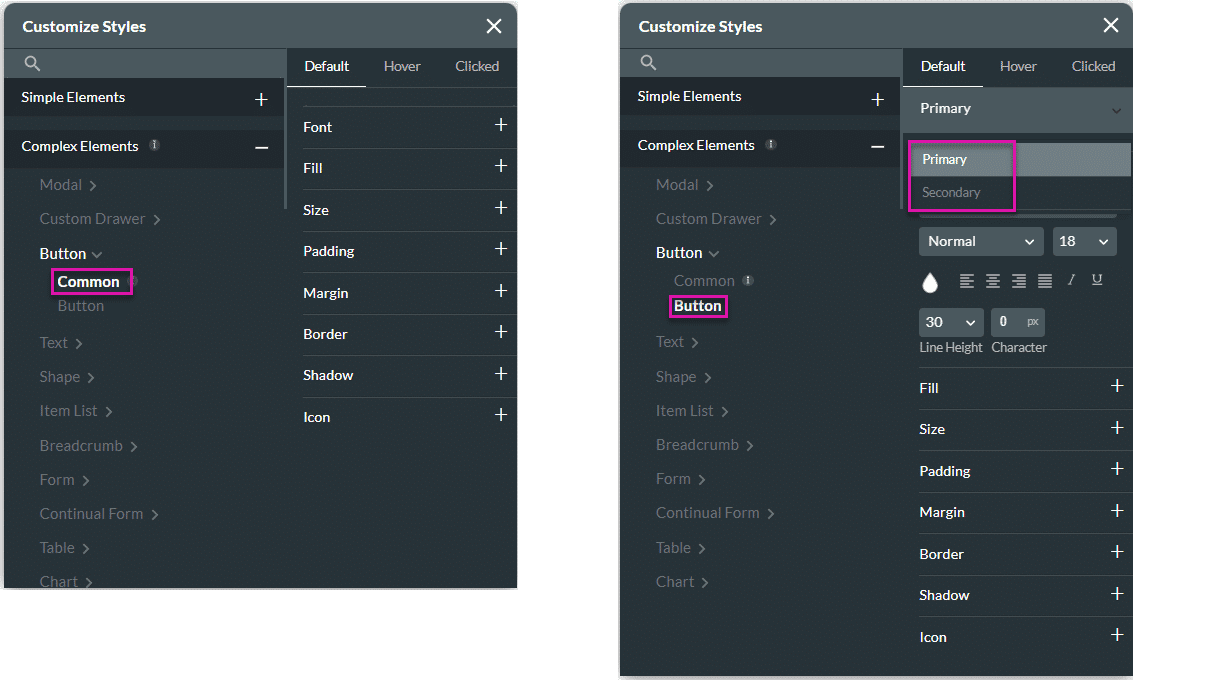 Common vs specific option