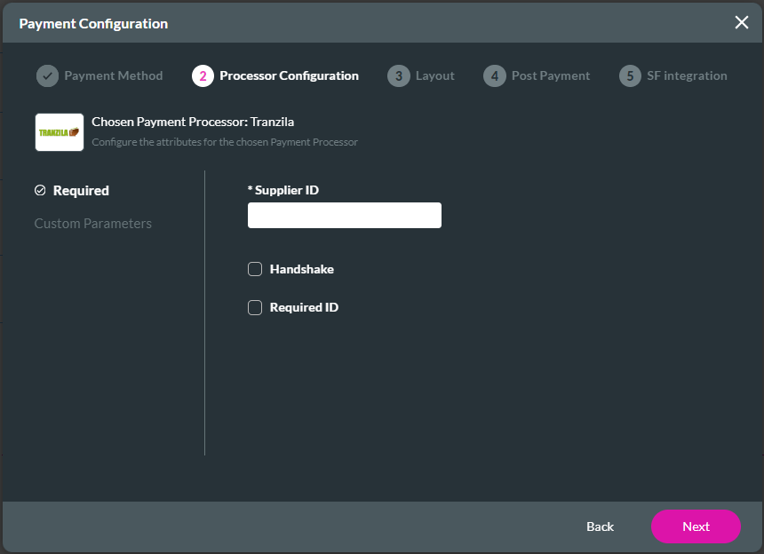 Payment Configuration > Processor Configuration screen