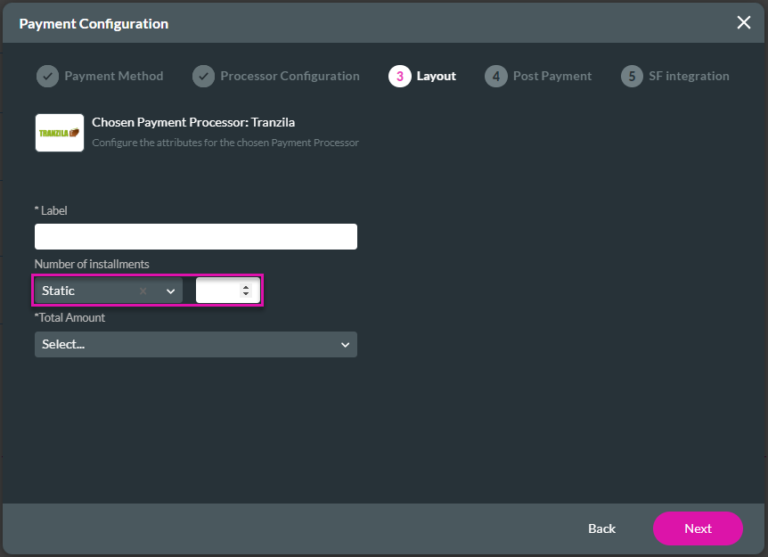 Payment Configuration > Layout screen