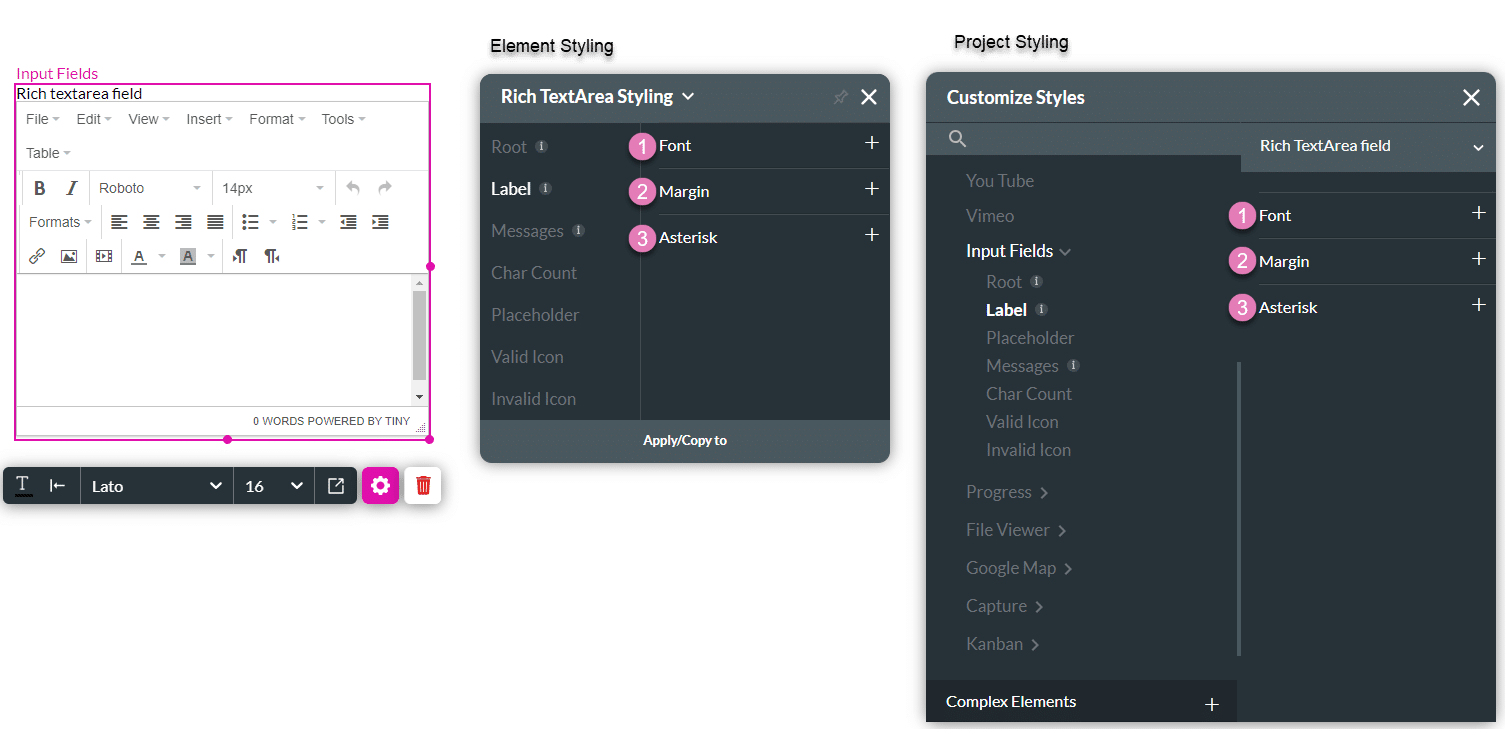Label styling options