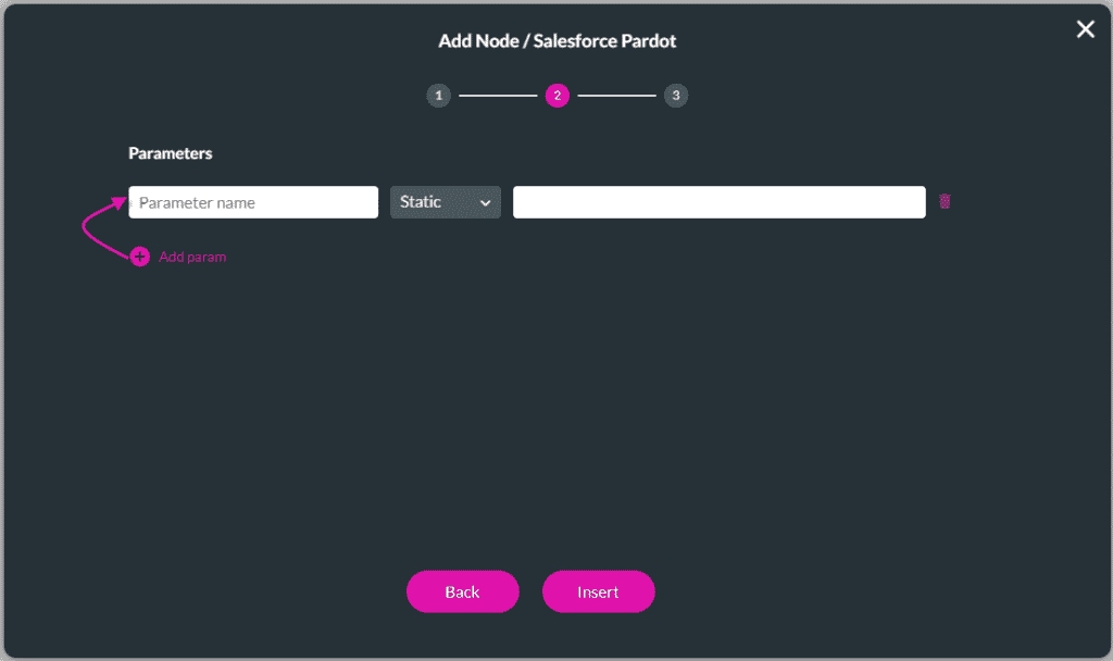 Add Node/Salesforce Pardot screen - step 2