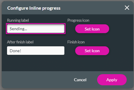 Configure Inline progress screen