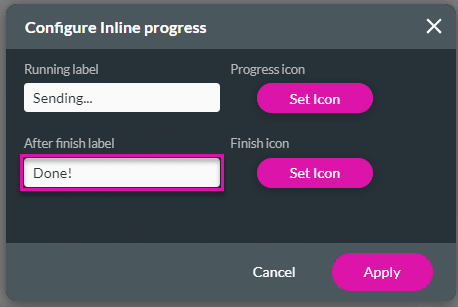 Configure Inline progress screen