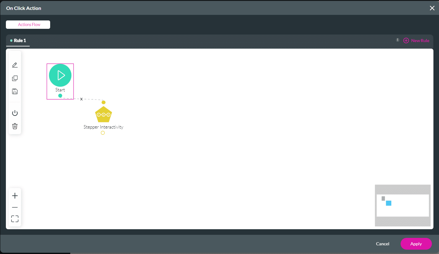 On Click Action screen