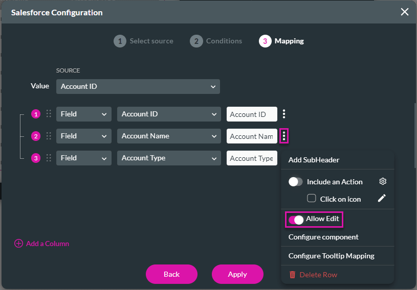 Allow Edit toggle switch