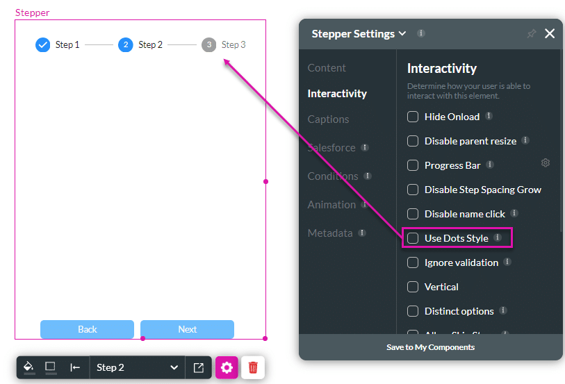 Use Dots Style option unchecked