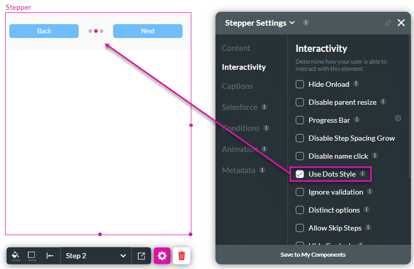 Use Dots Style option checked