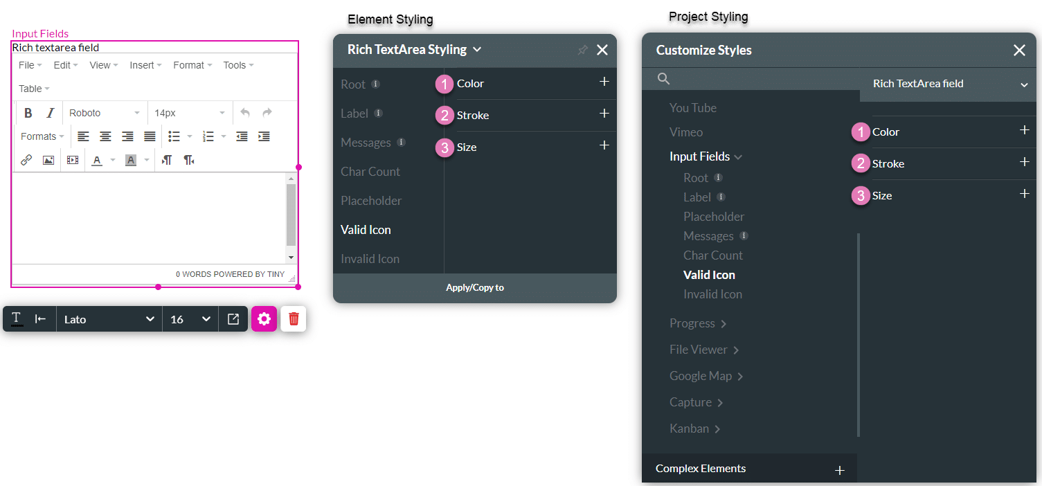 Valid Icon styling options