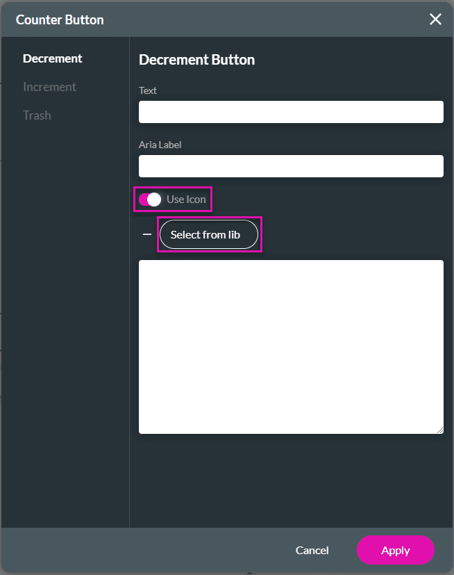 Counter Button screen